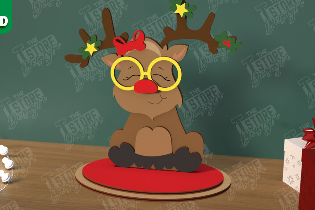 Σετ των 3 Intra απο ξύλο plywood 3mm-4mm πάχος Χριστουγεννιάτικα στολίδια | Επιτραπέζιο ειδώλιο Δίασταση 8x8 cm INTRAFABR-106886306