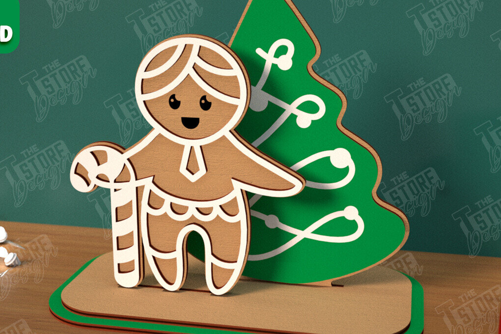 Σετ των 3 Intra απο ξύλο plywood 3mm-4mm πάχος Χριστουγεννιάτικα στολίδια | Επιτραπέζιο ειδώλιο Δίασταση 8x8 cm INTRAFABR-106886317