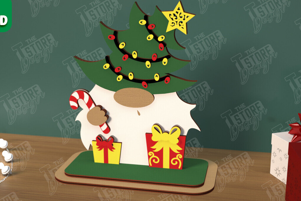 Σετ των 3 Intra απο ξύλο plywood 3mm-4mm πάχος Χριστουγεννιάτικα στολίδια | Επιτραπέζιο ειδώλιο Δίασταση 8x8 cm INTRAFABR-106886299