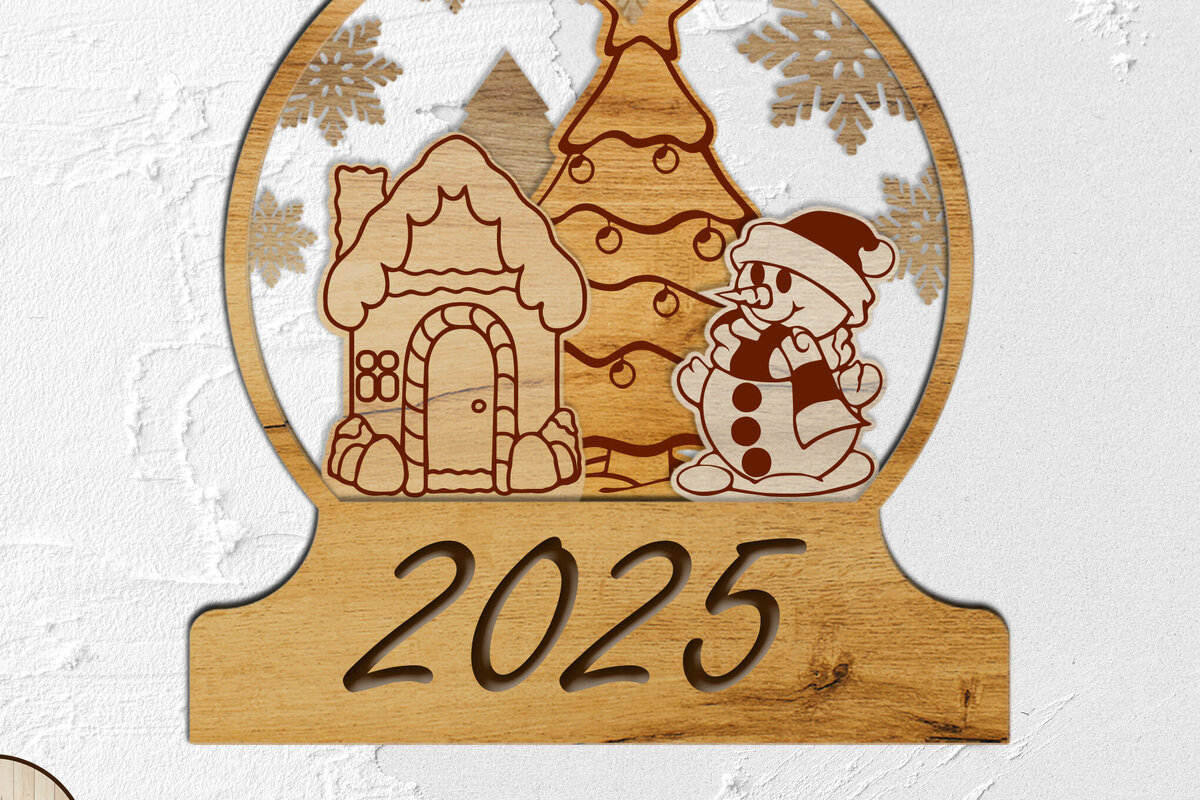 Σετ των 3 Intra απο ξύλο plywood 3mm-4mm πάχος Χριστουγεννιάτικη Διακοσμητική Μπάλα με Χιονάνθρωπο Δίασταση 4x4 cm INTRAFABR-108479774