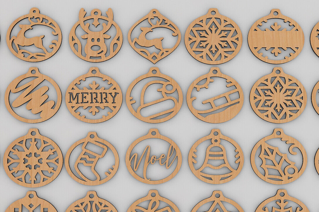 Σετ των 3 Intra απο ξύλο plywood 3mm-4mm πάχος Χριστουγεννιάτικο Διακοσμητικό Στολίδι Δίασταση 8x8 cm INTRAFABR-80183058