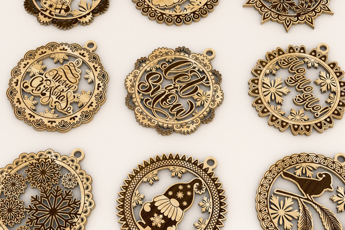 Σετ των 3 Intra απο ξύλο plywood 3mm-4mm πάχος Χριστουγεννιάτικων Διακοσμητικών Διακοσμητικών Δίασταση 3x3 cm INTRAFABR-106147760