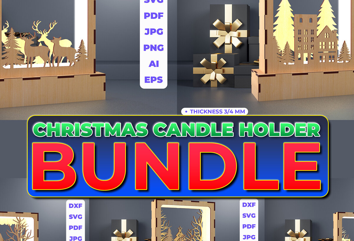 Σετ των 2 Intra απο ξύλο plywood 3mm-4mm πάχος λαμπάδας Χριστουγέννων ελαφιού Δίασταση 15x15 cm INTRAFABR-82422339