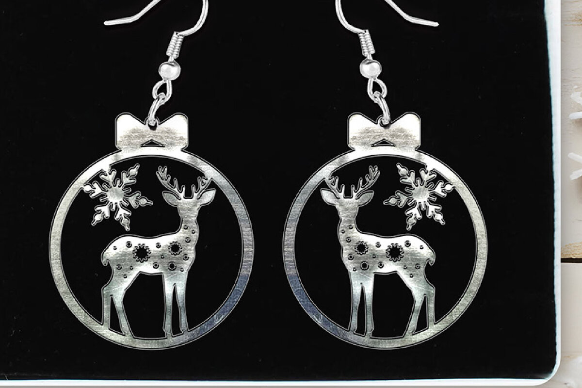 Σετ των 3 Intra απο ξύλο plywood 3mm-4mm πάχος Χριστουγεννιάτικα σκουλαρίκια ελάφια . Δίασταση 4x4 cm INTRAFABR-111373499