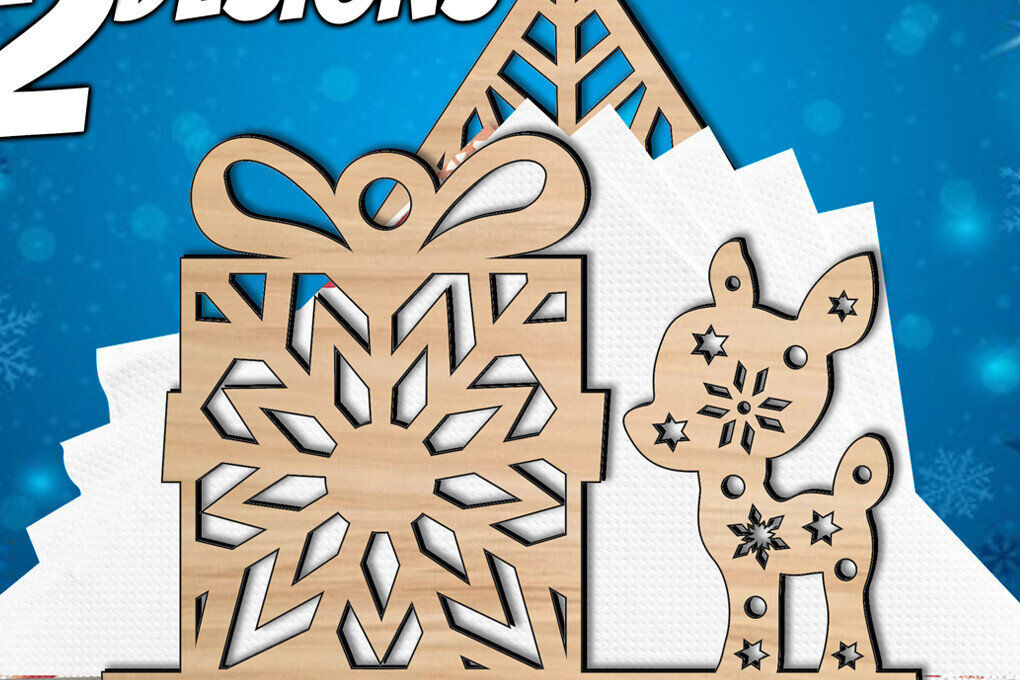 Σετ των 2 Intra απο ξύλο plywood 3mm-4mm πάχος Θήκη για χαρτοπετσέτα από πεύκο δώρου Χριστουγέννων Δίασταση 15x15 cm INTRAFABR-109376065