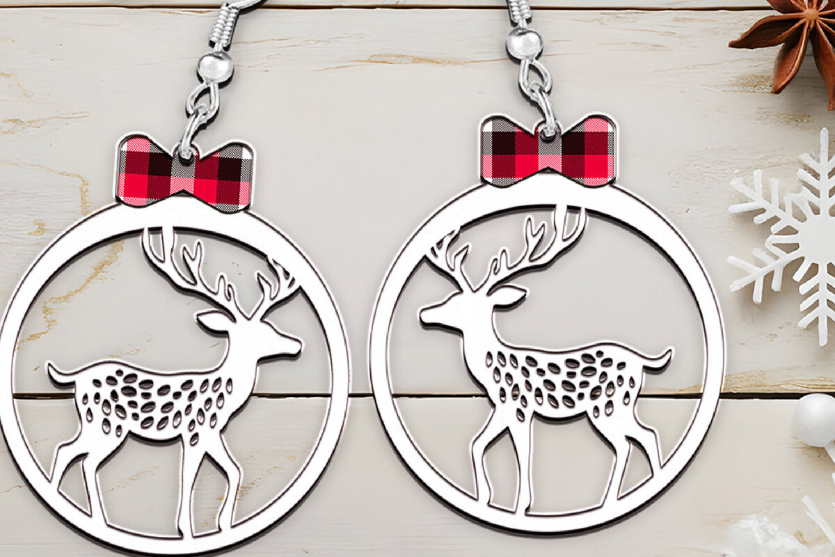 Σετ των 3 Intra απο ξύλο plywood 3mm-4mm πάχος Χριστουγεννιάτικη κεφαλιού ελαφιού. Δίασταση 4x4 cm INTRAFABR-110015979