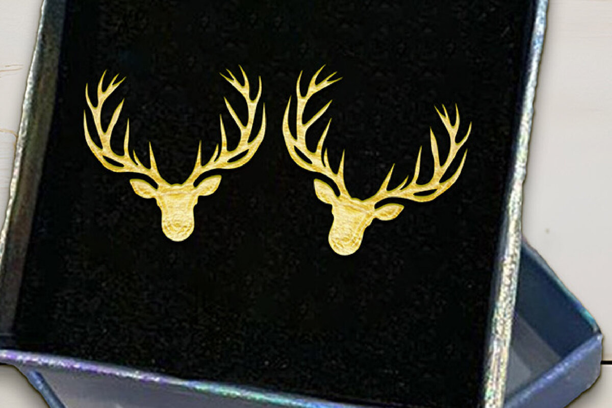 Σετ των 3 Intra απο ξύλο plywood 3mm-4mm πάχος Χριστουγεννιάτικα σκουλαρίκια κομμένα με λέιζερ κεφάλι ελαφιού. Δίασταση 4x4 cm INTRAFABR-111306251