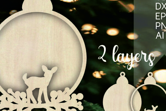 Σετ των 3 Intra απο ξύλο plywood 3mm-4mm πάχος Χριστουγεννιάτικα στολίδια με στρώματα ελαφιού Δίασταση 8x8 cm INTRAFABR-106694997