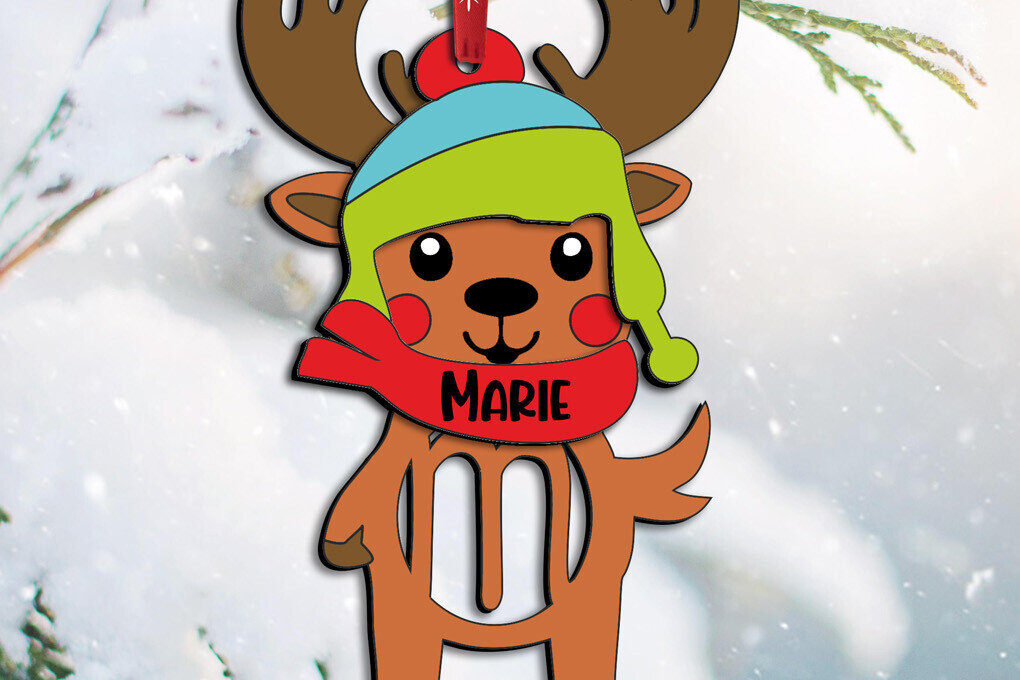 Σετ των 3 Intra απο ξύλο plywood 3mm-4mm πάχος Χριστουγεννιάτικο γράμμα ελαφιού M στολίδι διακοπές Δίασταση 8x8 cm INTRAFABR-111509872