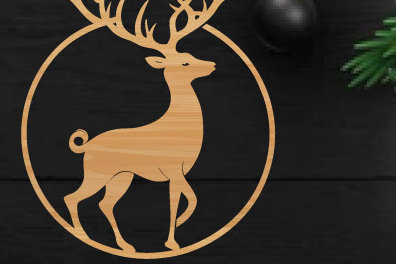 Intra απο ξύλο plywood 3mm-4mm πάχος Χριστουγεννιάτικο Deer Metal Wall Art Δίασταση 40x40 cm INTRAFABR-112318163