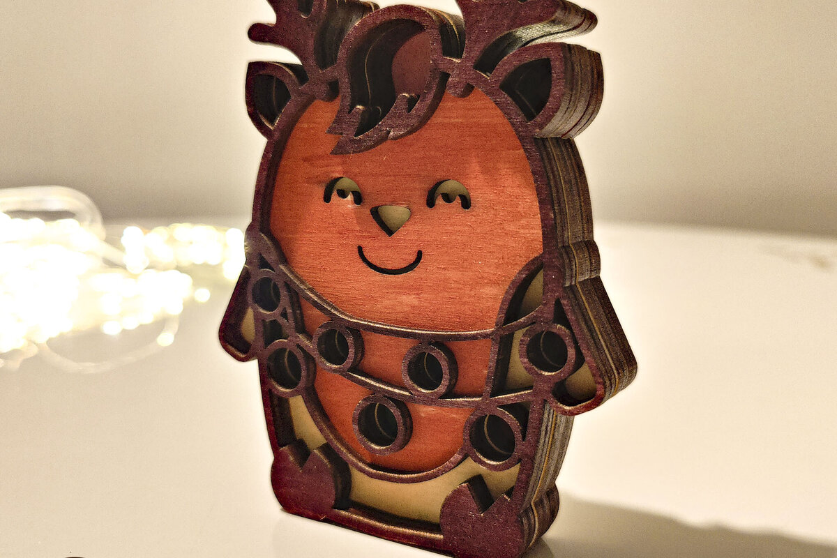 Σετ των 3 Intra απο ξύλο plywood 3mm-4mm πάχος Πρότυπο πολλαπλών στρώσεων Χριστουγέννων ελαφιών Δίασταση 3x5 cm INTRAFABR-108625494