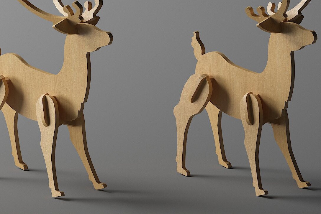 Intra απο ξύλο plywood 3mm-4mm πάχος Παζλ Χριστουγεννιάτικα Ελάφια Πρωτοχρονιάτικοι Τάρανδοι Δίασταση 30x20 cm INTRAFABR-46328300