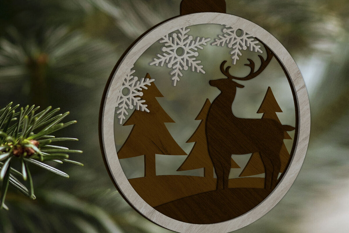 Σετ των 3 Intra απο ξύλο plywood 3mm-4mm πάχος Χριστουγεννιάτικο στολίδι ελαφιού, Crafting Decor Δίασταση 4x4 cm INTRAFABR-85490640