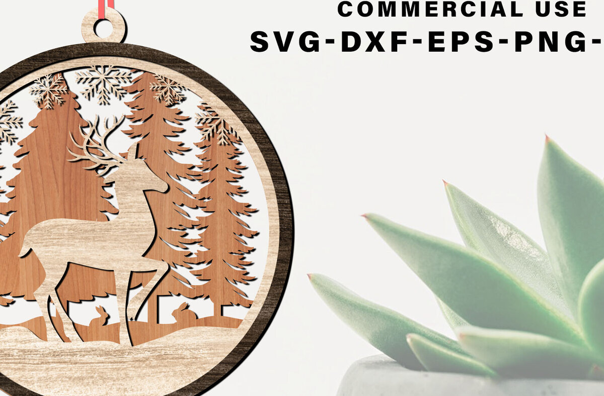 Σετ των 3 Intra απο ξύλο plywood 3mm-4mm πάχος κοπής με λέιζερ Χριστουγεννιάτικο στολίδι ελαφιού Δίασταση 8x8 cm INTRAFABR-80558704