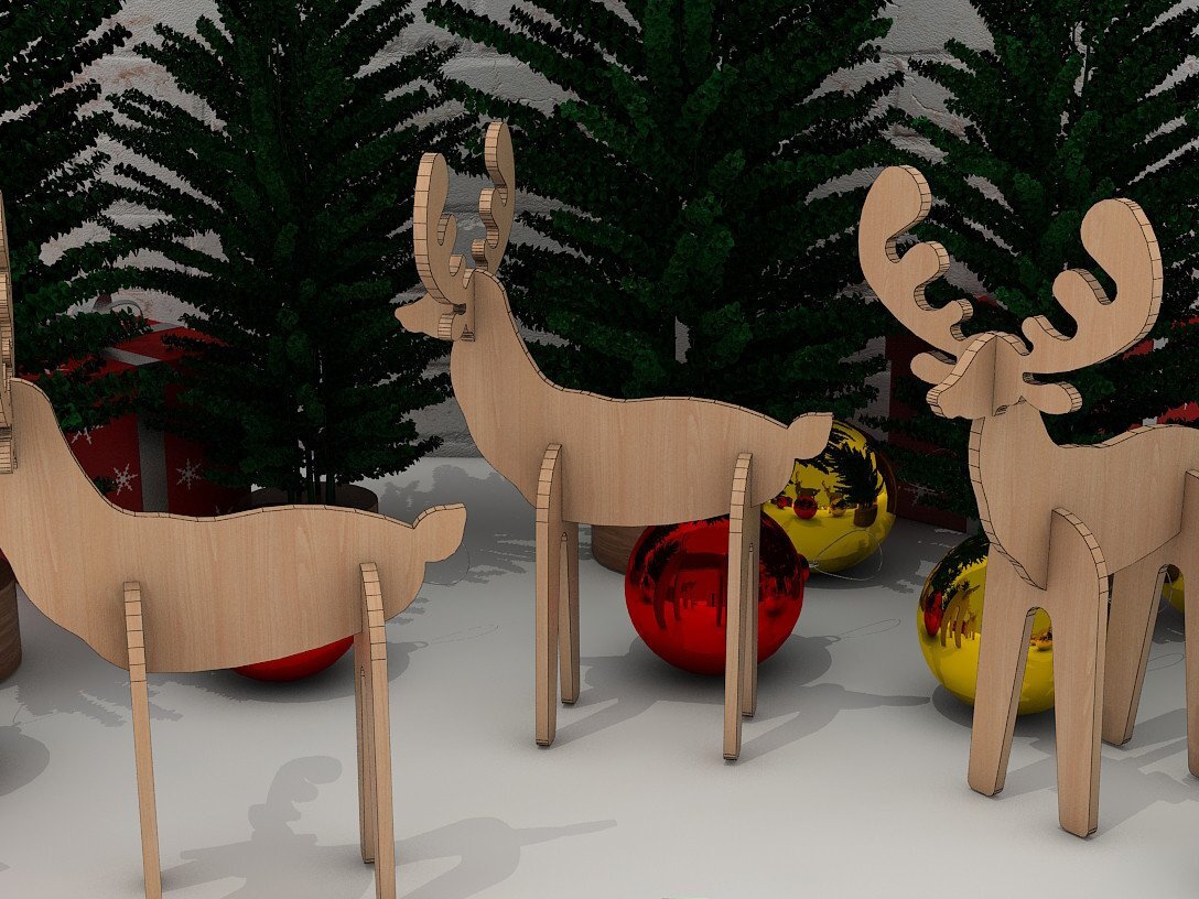 Intra απο ξύλο plywood 3mm-4mm πάχος Χριστουγεννιάτικο παζλ Deer Cardboard Δίασταση 30x20 cm INTRAFABR-40155111