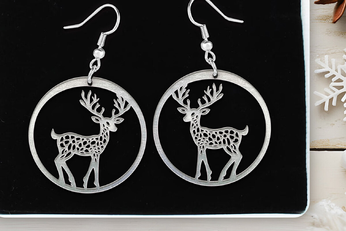 Σετ των 3 Intra απο ξύλο plywood 3mm-4mm πάχος Χριστουγεννιάτικη σιλουέτα ελαφιού. Δίασταση 4x4 cm INTRAFABR-111319139