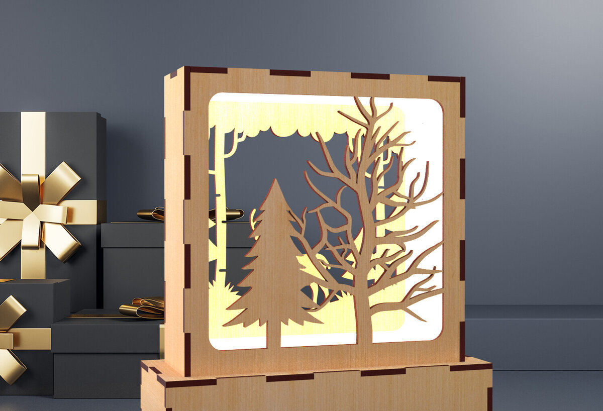 Σετ των 2 Intra απο ξύλο plywood 3mm-4mm πάχος Χριστουγεννιάτικη κεριά τραπεζιού ελαφιού 03 Δίασταση 15x15 cm INTRAFABR-82420625