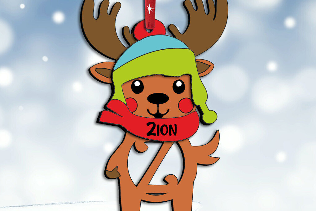 Σετ των 3 Intra απο ξύλο plywood 3mm-4mm πάχος Χριστουγεννιάτικο ελάφι Ζ γράμμα στολίδι διακοπές Δίασταση 8x8 cm INTRAFABR-111601801