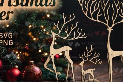 Intra απο ξύλο plywood 3mm-4mm πάχος Χριστουγεννιάτικα Ελάφια| Χριστουγεννιάτικη διακόσμηση Δίασταση 15x15 cm INTRAFABR-110800001