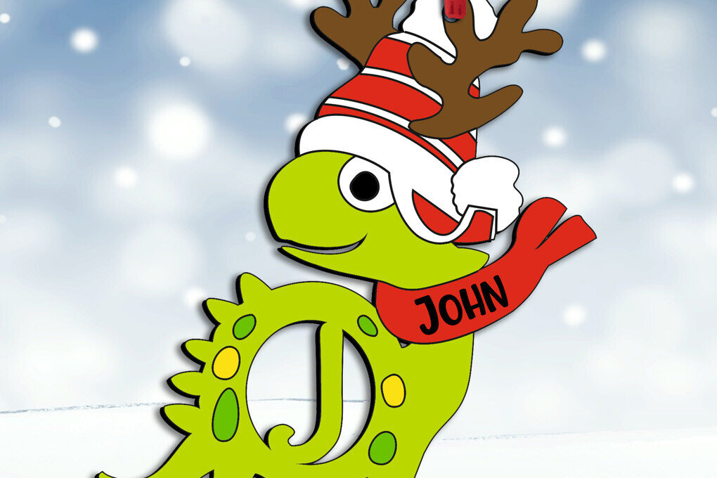 Σετ των 3 Intra απο ξύλο plywood 3mm-4mm πάχος Χριστουγεννιάτικο εορταστικό στολίδι Dino J Letter Δίασταση 8x8 cm INTRAFABR-111676545