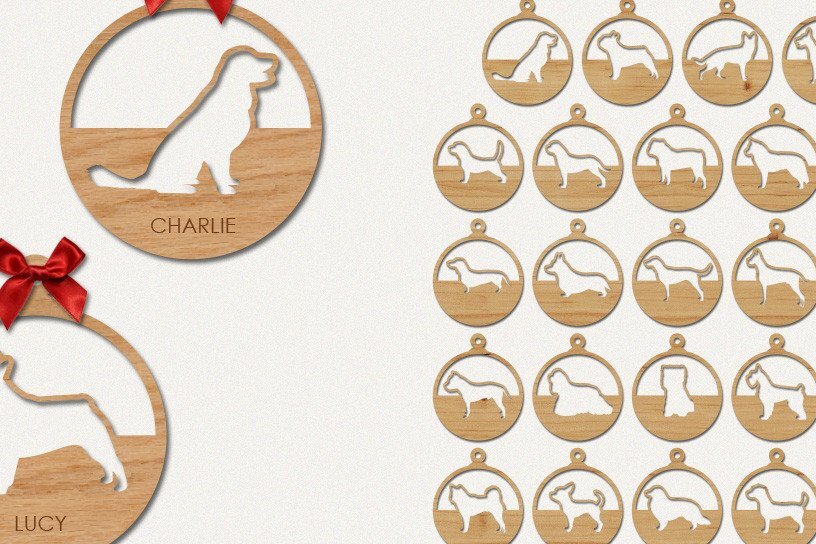 Σετ των 3 Intra απο ξύλο plywood 3mm-4mm πάχος Χριστουγεννιάτικα στολίδια για σκύλους Δίασταση 8x8 cm INTRAFABR-43921805