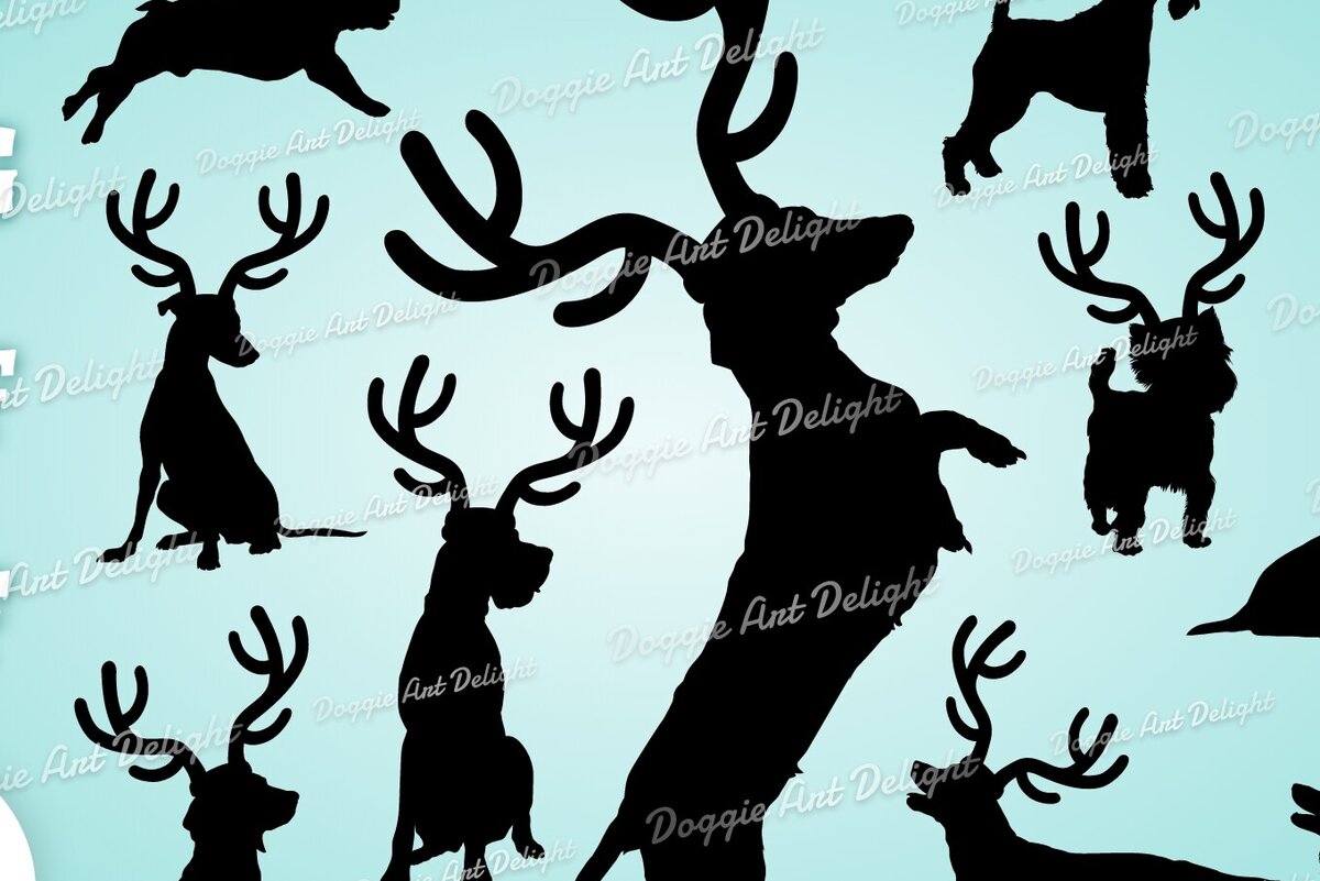 Σετ των 2 Intra απο ξύλο plywood 3mm-4mm πάχος Christmas Dog Reindeer 2 Δίασταση 15x15 cm INTRAFABR-82935358