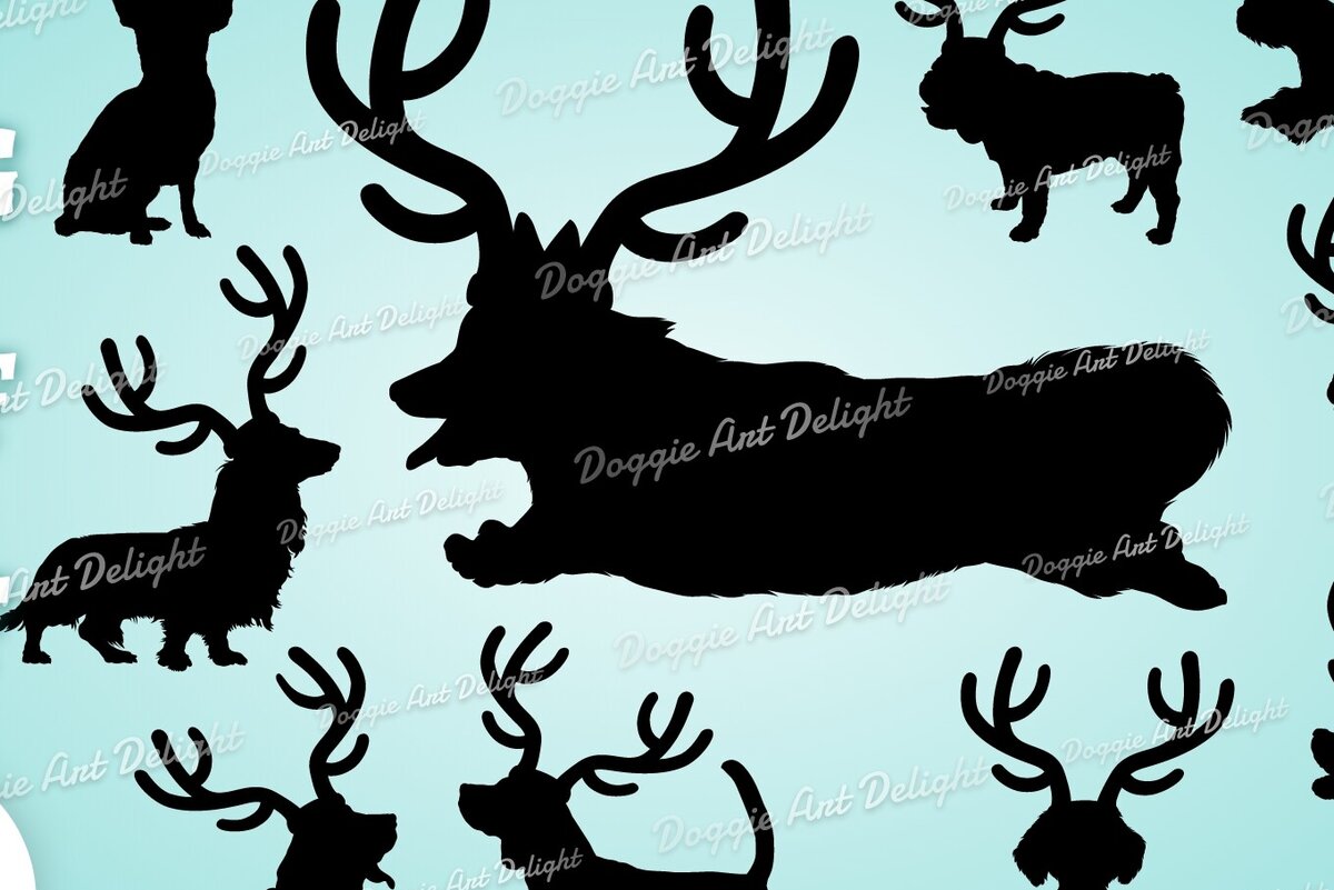 Σετ των 2 Intra απο ξύλο plywood 3mm-4mm πάχος Christmas Dog Reindeer 3 Δίασταση 15x15 cm INTRAFABR-82936245