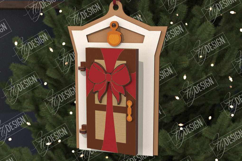 Σετ των 2 Intra απο ξύλο plywood 3mm-4mm πάχος Χριστουγεννιάτικη Πόρτα | Παιχνίδι Χριστουγεννιάτικου Δέντρου |CNC Δίασταση 15x15 cm INTRAFABR-106592103