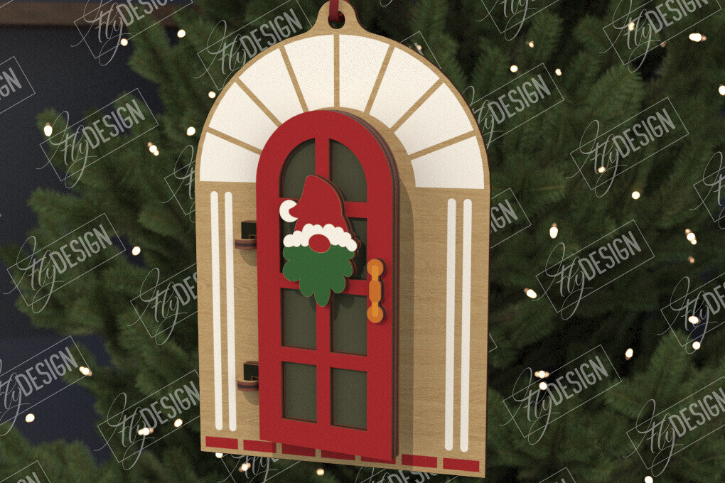 Σετ των 2 Intra απο ξύλο plywood 3mm-4mm πάχος Χριστουγεννιάτικη Πόρτα | Παιχνίδι Χριστουγεννιάτικου Δέντρου |CNC Δίασταση 15x15 cm INTRAFABR-106592021