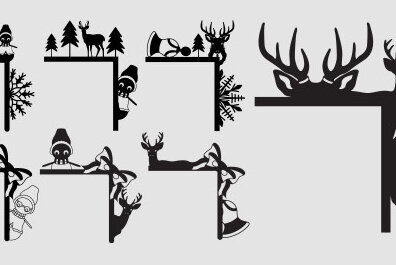 Σετ των 2 Intra απο ξύλο plywood 3mm-4mm πάχος Χριστουγεννιάτικη γωνιακή δέσμη πόρτας Δίασταση 15x15 cm INTRAFABR-72048900