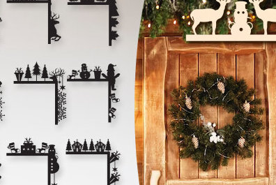 Σετ των 2 Intra απο ξύλο plywood 3mm-4mm πάχος Χριστουγεννιάτικη γωνιακή δέσμη πόρτας Δίασταση 15x15 cm INTRAFABR-83942743