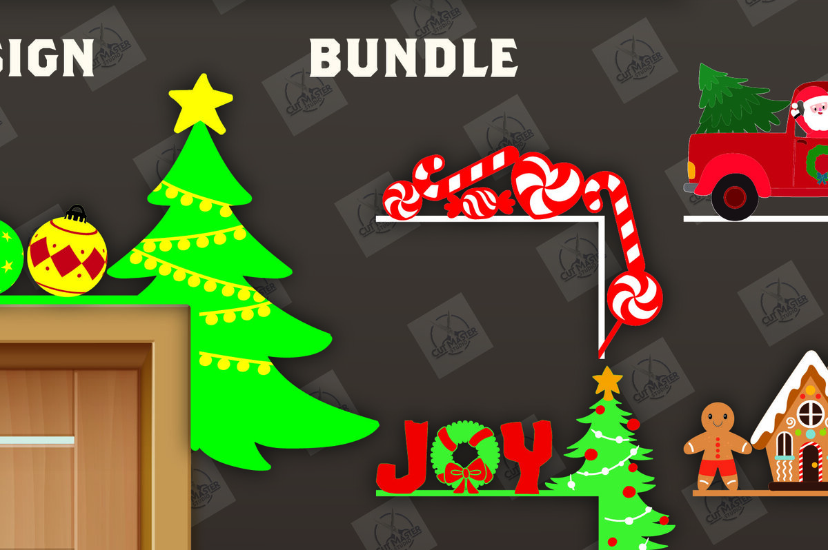 Σετ των 2 Intra απο ξύλο plywood 3mm-4mm πάχος Χριστουγεννιάτικη γωνιακή δέσμη πόρτας Δίασταση 15x15 cm INTRAFABR-110696097