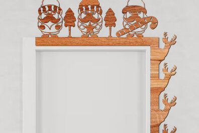 Σετ των 2 Intra απο ξύλο plywood 3mm-4mm πάχος Χριστουγεννιάτικη γωνιακή πόρτα με λέιζερ Δίασταση 15x15 cm INTRAFABR-76601842