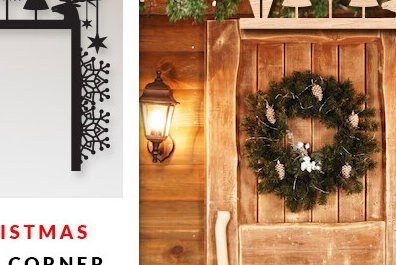 Σετ των 2 Intra απο ξύλο plywood 3mm-4mm πάχος Χριστουγεννιάτικη γωνιακή πόρτα με λέιζερ Δίασταση 15x15 cm INTRAFABR-83851640