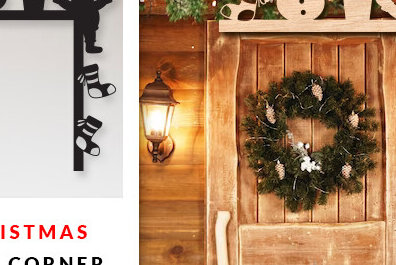 Σετ των 2 Intra απο ξύλο plywood 3mm-4mm πάχος Χριστουγεννιάτικη γωνιακή πόρτα με λέιζερ Δίασταση 15x15 cm INTRAFABR-83851643