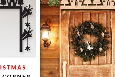 Σετ των 2 Intra απο ξύλο plywood 3mm-4mm πάχος Χριστουγεννιάτικη γωνιακή πόρτα με λέιζερ Δίασταση 15x15 cm INTRAFABR-83851657