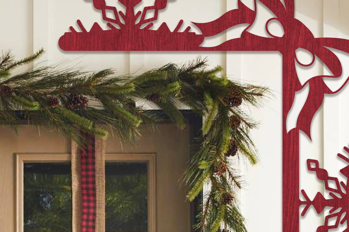 Σετ των 2 Intra απο ξύλο plywood 3mm-4mm πάχος Χριστουγεννιάτικη γωνιακή πόρτα με λέιζερ Δίασταση 15x15 cm INTRAFABR-102185058