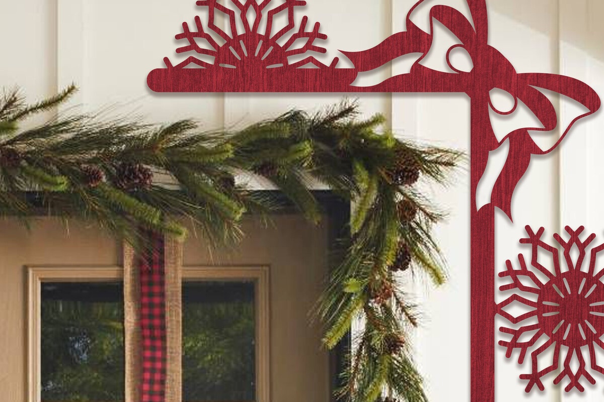 Σετ των 2 Intra απο ξύλο plywood 3mm-4mm πάχος Χριστουγεννιάτικη γωνιακή πόρτα με λέιζερ Δίασταση 15x15 cm INTRAFABR-102185071