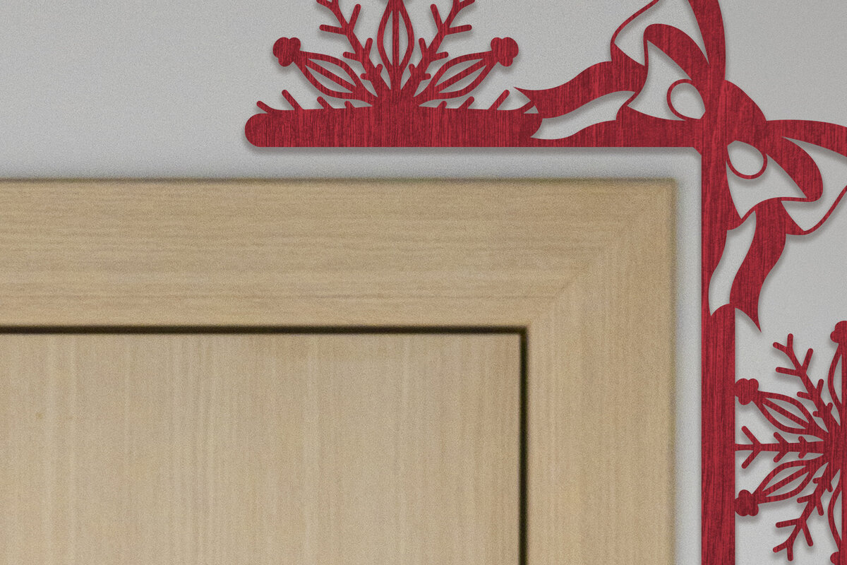 Σετ των 2 Intra απο ξύλο plywood 3mm-4mm πάχος Χριστουγεννιάτικη γωνιακή πόρτα με λέιζερ Δίασταση 15x15 cm INTRAFABR-102185096