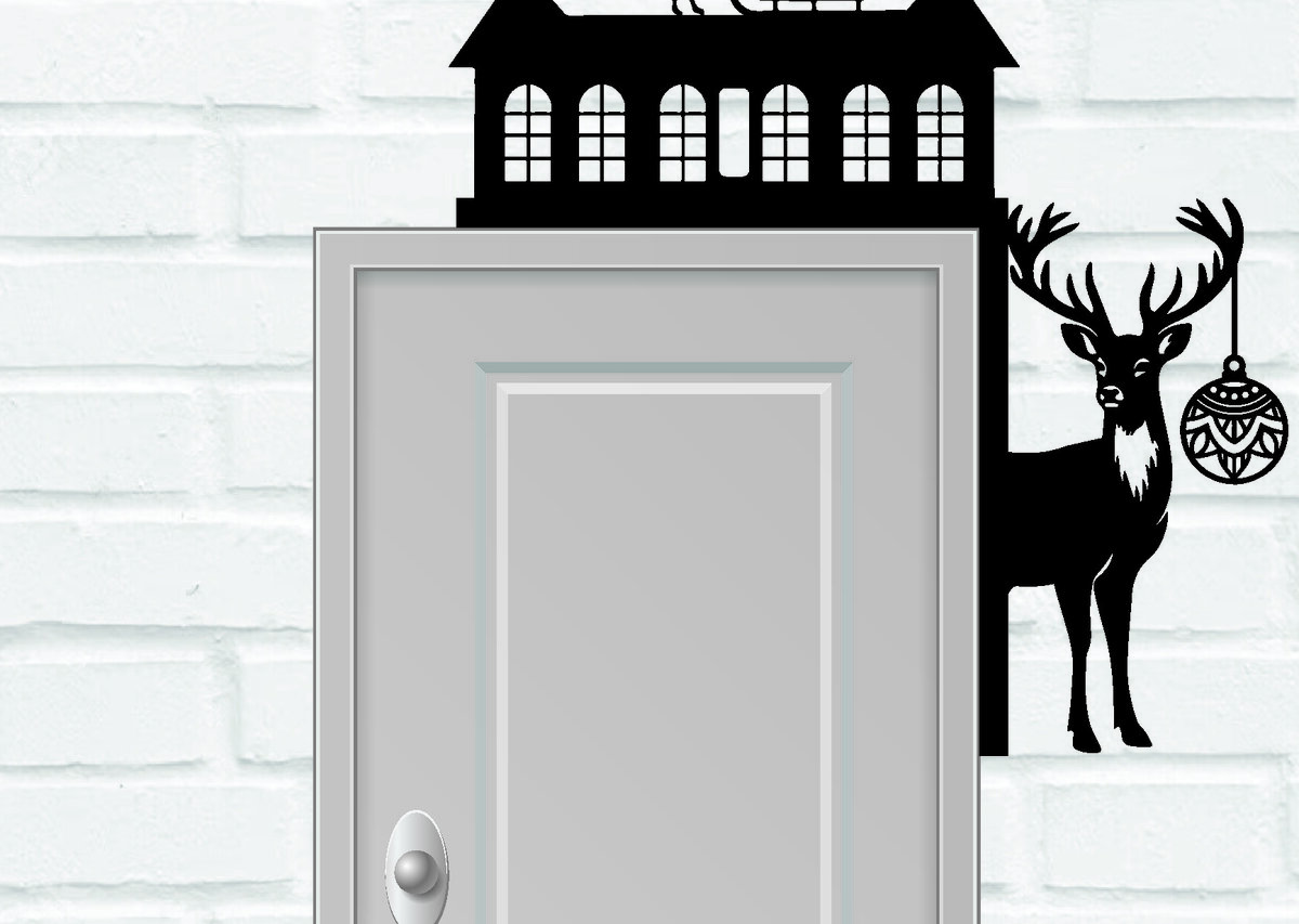 Σετ των 2 Intra απο ξύλο plywood 3mm-4mm πάχος Χριστουγεννιάτικη Πόρτα Γωνιακή Μεταλλική Δίασταση 15x15 cm INTRAFABR-111592478