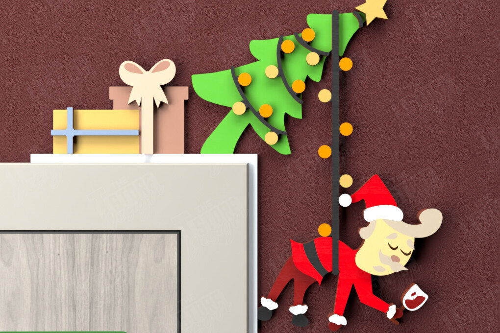 Σετ των 2 Intra απο ξύλο plywood 3mm-4mm πάχος Χριστουγεννιάτικες γωνίες πόρτας | Πινακίδα πόρτας | CNC Δίασταση 15x15 cm INTRAFABR-107424348