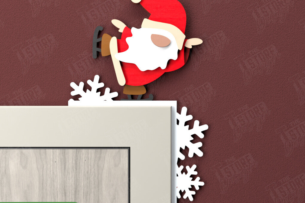 Σετ των 3 Intra απο ξύλο plywood 3mm-4mm πάχος Χριστουγεννιάτικες γωνίες πόρτας | Πινακίδα πόρτας | CNC Δίασταση 15x15 cm INTRAFABR-107424356