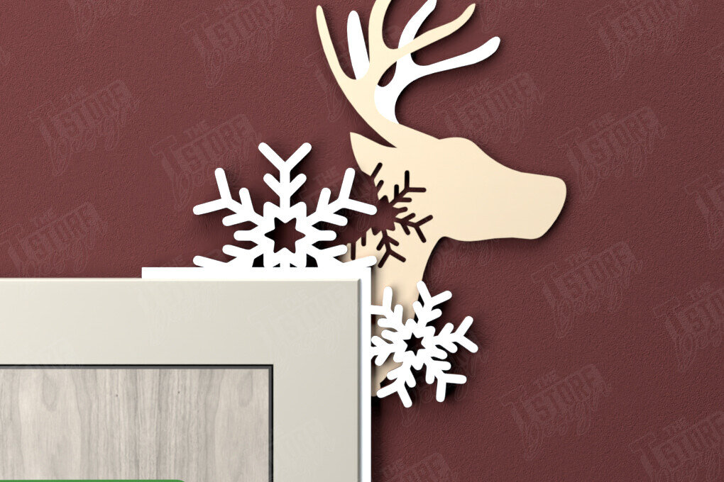 Σετ των 2 Intra απο ξύλο plywood 3mm-4mm πάχος Χριστουγεννιάτικες γωνίες πόρτας | Πινακίδα πόρτας | CNC Δίασταση 15x15 cm INTRAFABR-107424362