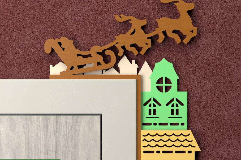 Σετ των 2 Intra απο ξύλο plywood 3mm-4mm πάχος Χριστουγεννιάτικες γωνίες πόρτας | Πινακίδα πόρτας | CNC Δίασταση 15x15 cm INTRAFABR-107424395