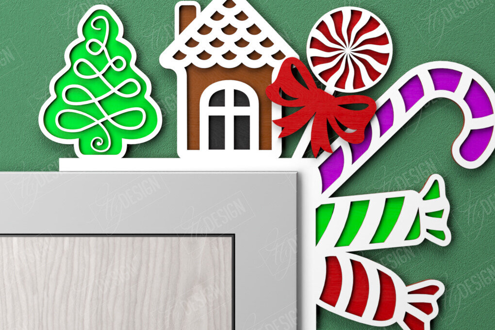 Σετ των 2 Intra απο ξύλο plywood 3mm-4mm πάχος Χριστουγεννιάτικες γωνίες πόρτας | Πινακίδα πόρτας | CNC Δίασταση 15x15 cm INTRAFABR-107188708