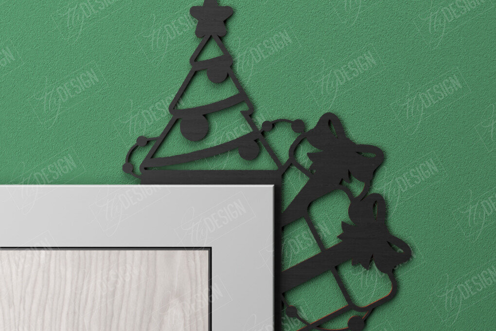 Σετ των 2 Intra απο ξύλο plywood 3mm-4mm πάχος Χριστουγεννιάτικες γωνίες πόρτας | Πινακίδα πόρτας | CNC Δίασταση 15x15 cm INTRAFABR-107188517