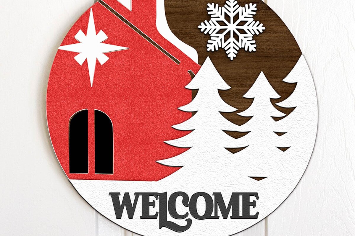 Σετ των 3 Intra απο ξύλο plywood 3mm-4mm πάχος Χριστουγεννιάτικη κρεμάστρα πόρτας. Δίασταση 15x15 cm INTRAFABR-105244043