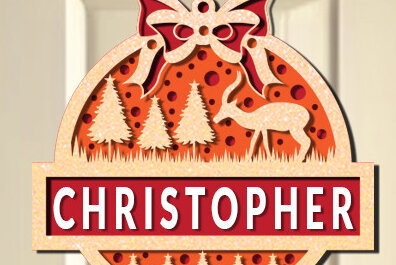 Σετ των 2 Intra απο ξύλο plywood 3mm-4mm πάχος Χριστουγεννιάτικη κρεμάστρα πόρτας 3D Δίασταση 15x15 cm INTRAFABR-74242832