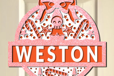 Σετ των 2 Intra απο ξύλο plywood 3mm-4mm πάχος Χριστουγεννιάτικη κρεμάστρα πόρτας 3D Δίασταση 15x15 cm INTRAFABR-74242843