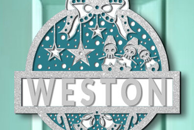 Σετ των 2 Intra απο ξύλο plywood 3mm-4mm πάχος Χριστουγεννιάτικη κρεμάστρα πόρτας 3D Δίασταση 15x15 cm INTRAFABR-74242852